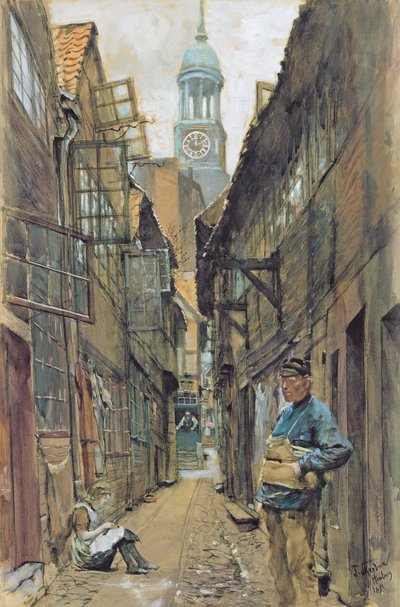 Eine Hintergasse in Hamburg von Franz Skarbina
