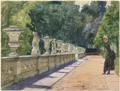 Ein Spaziergang im Park von Sanssouci von Franz Skarbina