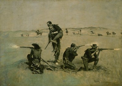 Der letzte Widerstand (Fünfundzwanzig gegen einen) ca. 1896 von Frederic Remington