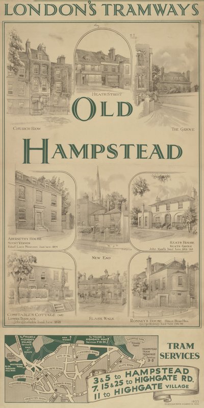 Altes Hampstead, Straßenbahnlinien von Frederick Adcock
