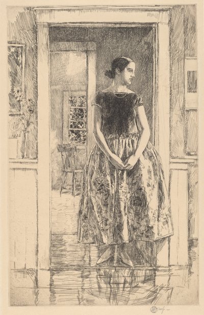 Mädchen in einem modernen Kleid von Frederick Childe Hassam