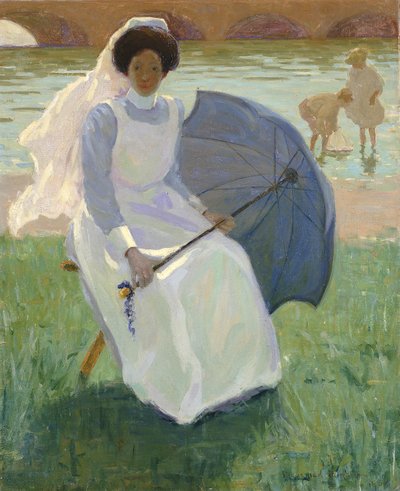 Frau mit grünem Sonnenschirm, 1908 von Frederick F. Fursman