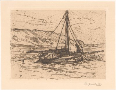 Garnelenboot auf See von Frederika Henriëtte Broeksmit (signed by artist)
