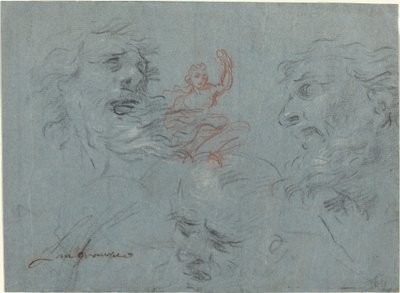 Studie von Köpfen (recto) von French 17th Century