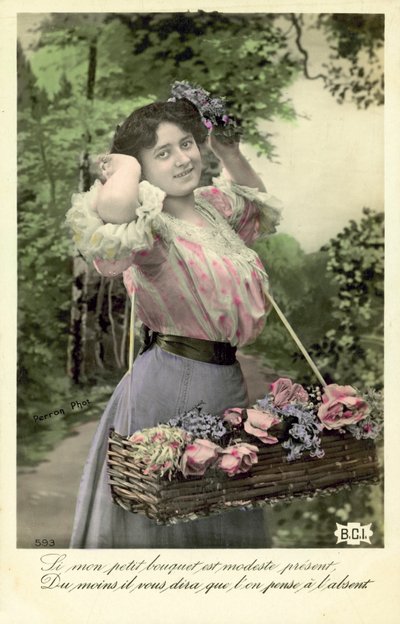 Mädchen mit Blumen zum Verkauf von French Photographer