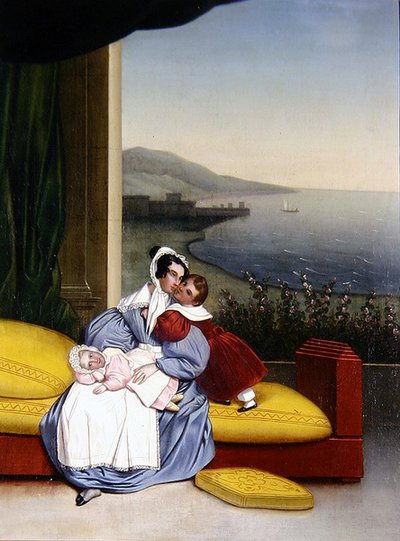 Eine Familie im Innenraum von French School