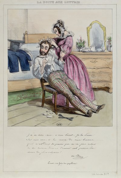 Ernest lässt sich die Haare locken, um 1840 von French School