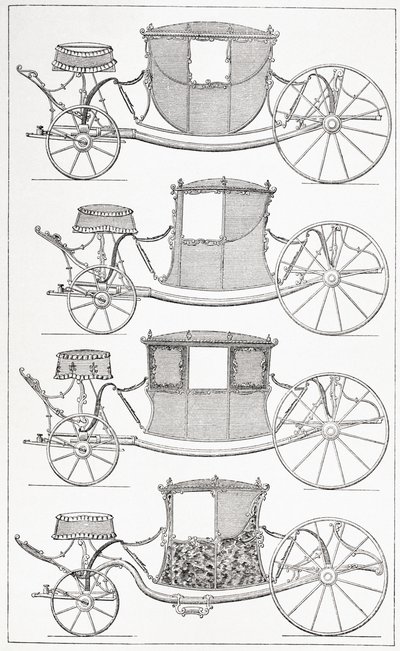 Modische Kutschen des 18. Jahrhunderts, 1875 von French School