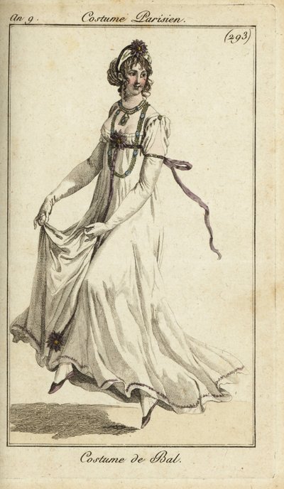 Modische Frau tanzt in einem Ballkleid von French School