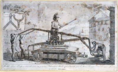 Feuerpumpe in Lyon im Jahr 1808 von French School