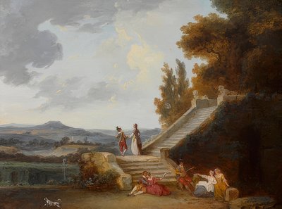 Galante Gesellschaft in Parklandschaft von French School