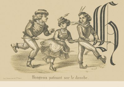 H: Ungar beim Schlittschuhlaufen auf der Donau von French School