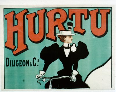 Hurtu Fahrradplakat, obere Hälfte, ca. 1899 von French School