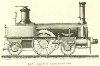 Reiselokomotive, mittlere Geschwindigkeit (Gravur) von French School