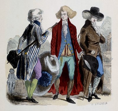 Männermode in Paris im Jahr 1787. von French School