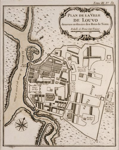 Plan von Lopburi, 1751 von French School