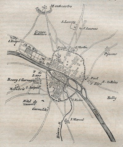 Plan von Paris unter Philippe Auguste von French School