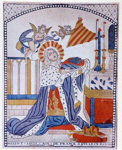 Porträt von Saint Louis im Gebet von French School