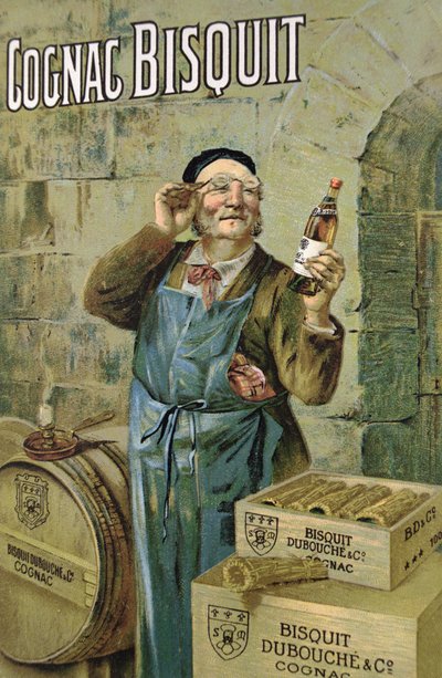 Plakat, das Bisquit Cognac bewirbt von French School