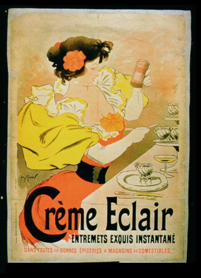 Plakatwerbung für Creme Eclair Instant Dessert von French School