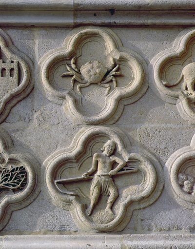 Vierpässe, die Krebs und Juni darstellen, ca. 1220 von French School