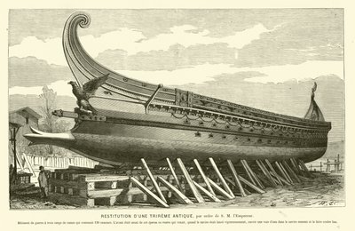 Rekonstruktion einer antiken römischen Trireme von French School