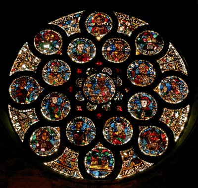 Rosettenfenster, das den Neuen Bund darstellt, ca. 1235 von French School