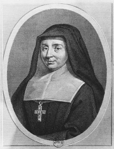 Heilige Jeanne Françoise de Chantal (Gravur) von French School