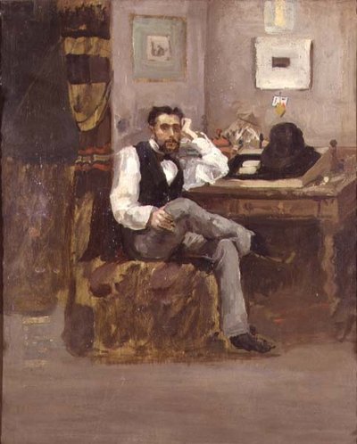 Der Künstler in seinem Atelier von French School
