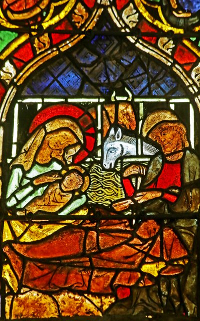 Die Geburt Christi (Buntglas) von French School