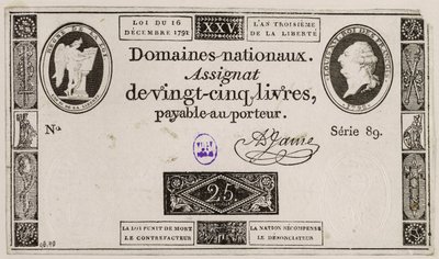 Fünfundzwanzig-Livres-Banknote, Serie 89 von French School