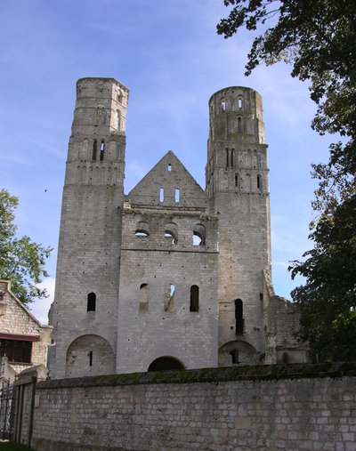 Ansicht der Abtei von Jumièges von French School