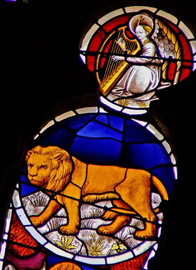 Fenster w114 Darstellung des Tierkreiszeichens Löwe von French School
