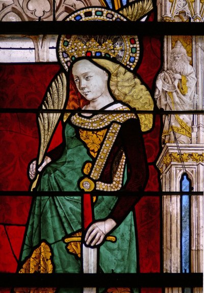 Fenster w25 zeigt die Heilige Katharina von French School