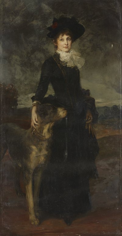 Mina Kaulbach mit Dogge von Friedrich August von Kaulbach