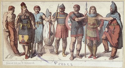 Kostüme der fränkischen Soldaten, ca. 1880 von Friedrich Hottenroth
