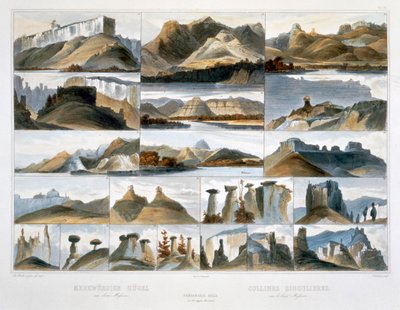 Bemerkenswerte Hügel am oberen Missouri, 1844 von Friedrich Salathé