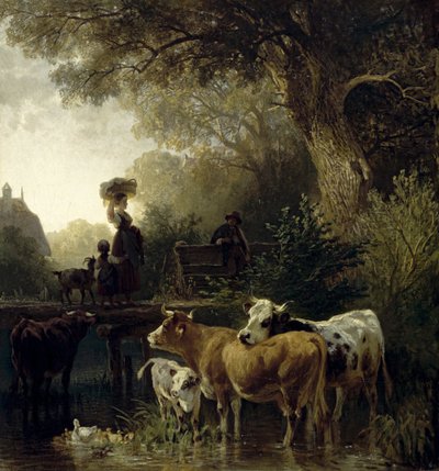 Wäscherin am Bach von Friedrich Voltz