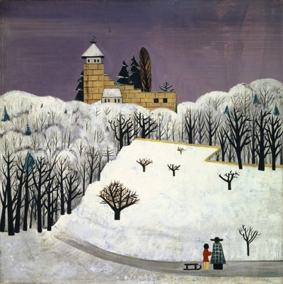 Birseck Schloss im Schnee von Fritz Baumann