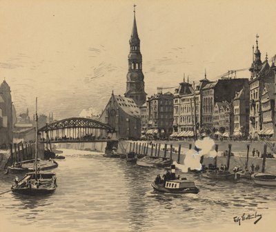 Dovenfleet mit Katharinenkirche von Fritz Stoltenberg