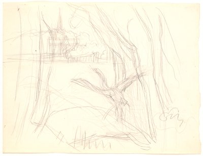 Landschaft mit abhebendem Schwan von Fritz Syberg