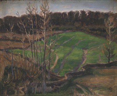 Landschaft bei Svanninge mit grünem Wintergetreide von Fritz Syberg