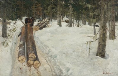 Holz treiben von Fritz Thaulow