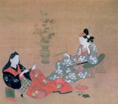 Kurtisane unterhält einen Schauspieler, ca. 1695 von Furuyama Moroshige