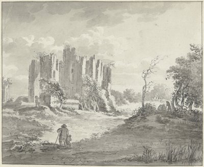 Landschaft mit Ruine und einigen Bauern von G.F. Buijs (possibly)