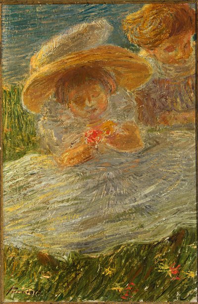 Kinder auf dem Rasen von Gaetano Previati