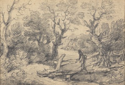 Landschaft mit Figur auf einer Fußgängerbrücke von Gainsborough Dupont
