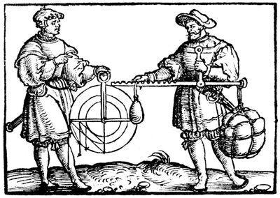 Wiegen mit einer Schnellwaage, 1547 von Gaultherius Rivius