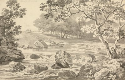 Fluss mit Angler von George Barret