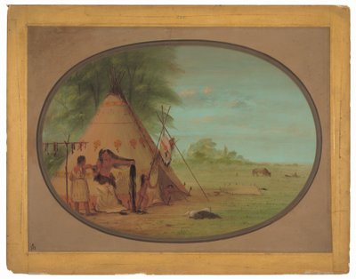 Ein Crow-Häuptling bei seiner Toilette von George Catlin